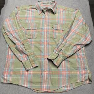 Bills Khakis Shirt Mens XL Plaid Button Up Long Sleeve GI Flap Pockets Sport